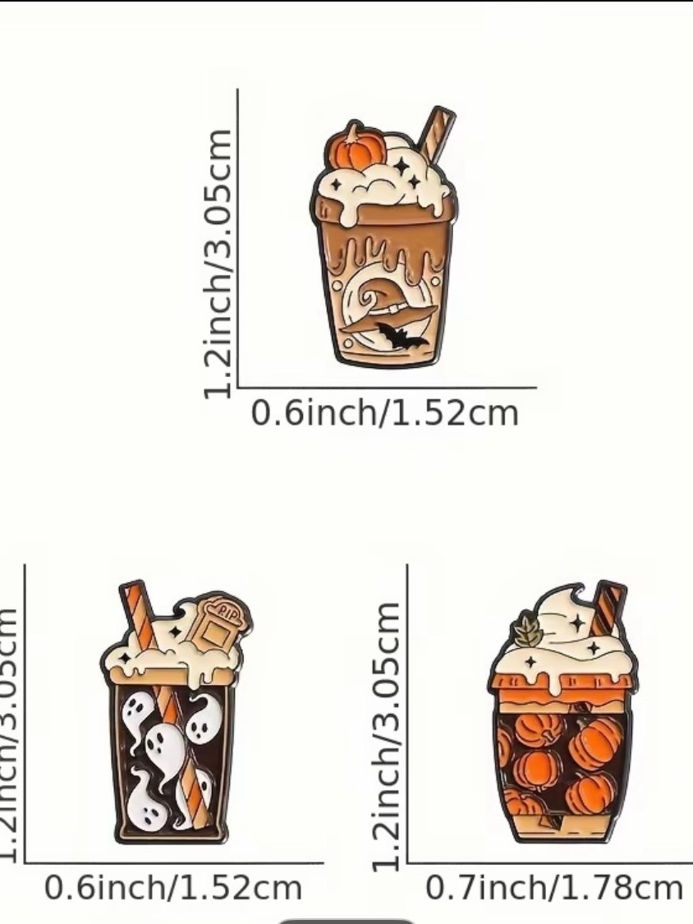 NWT Spooky Coffee Lover Halloween Pumpkin Purse Pouch Bag Charm Ghost Drink Pins - Picture 10 of 11